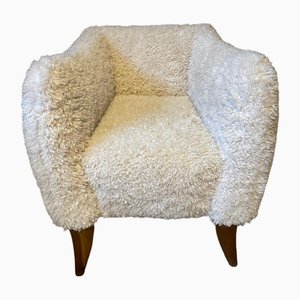 Weißer Vintage Stoff Sessel