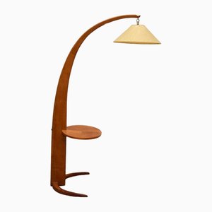 Lampadaire Arc Mid-Century en Bois, 1950s