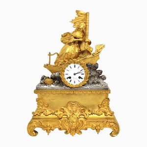 Pendule Louis Philippe en Bronze Doré, 19ème Siècle