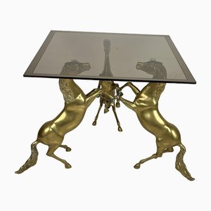 Coffee Table in Brass with Smoked Glass Top, Italy, 1960s