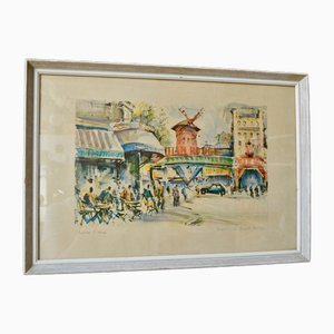 Marius Girard, Le Moulin Rouge, 1950s, Lithograph, Framed