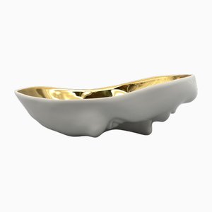 White-Gold Porcelain Bowl in Face Shape by Alim Pasht-Han for Anthologie Quartett, Germany, 2006