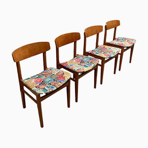 Mid-Century Danish Style Teak Dining Chairs, Set of 4