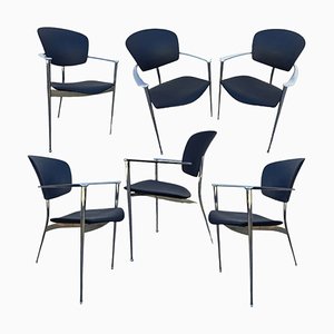 Vintage Spanish Chairs with Steel Structure by Josep Llusca for Andrey World, Set of 6
