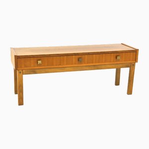 Scandinavian Low Walnut Console, Sweden, 1960s