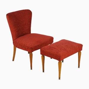 Petit Fauteuil avec Repose-Pieds, 1960s, Set de 2