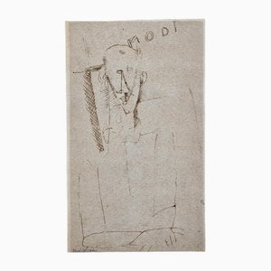Amedeo Modigliani, Retrato de un hombre-Modi, Litografía de edición limitada, Principios del siglo XX