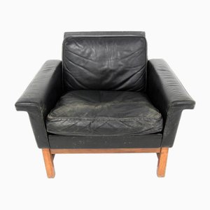 Scandinavian Leather Armchair, Sweden, 1960s