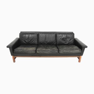 3-Seater Scandinavian Sofa in Leather, Sweden, 1960s