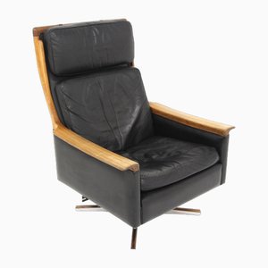 Scandinavian Minerva Swivel Chair in Leather by Torbjørn Afdal, Sweden, 1960s