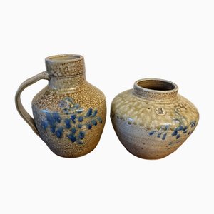 Barattoli in ceramica fatti a mano con glassa al sale di Westwälder Steingut, set di 2