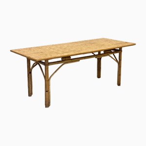 Table de Salle à Manger en Osier et Bambou, 1970s