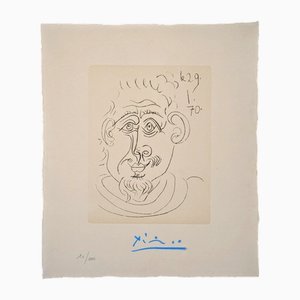 Pablo Picasso, Testa di uomo con pizzetto, Incisione autografa, 1970