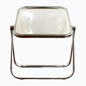 Plona Folding Chair in Clear Plastic and Chrome-Plated Metal by Giancarlo Piretti for Castelli / Anonima Castelli