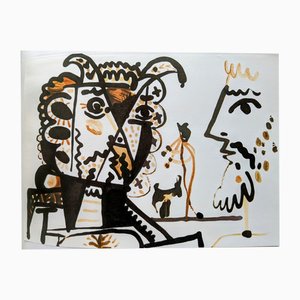 Pablo Picasso, Portraits and Bull, Lithograph, 1966