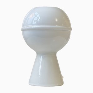 Lámpara de mesa Saturn italiana minimalista en blanco de cristal de Murano, años 70