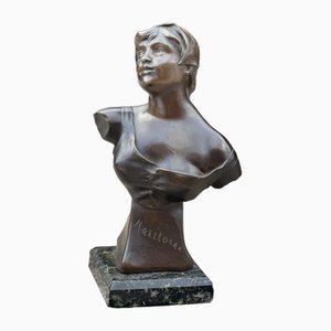 19th Century Womens Bronze Bust by Constant Auguste Thomson, 1890s