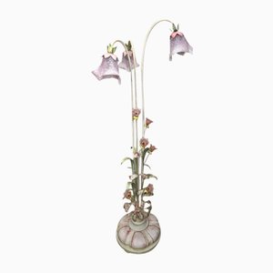 Lámpara de pie romántica vintage con flores, Italia, años 50