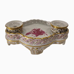 Encrier Apponyi Rose en Porcelaine de Herend, 1940s