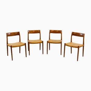 Chaises Modèle 77 en Teck par Niels O. Möller pour JL Møllers, Danemark, Set de 4