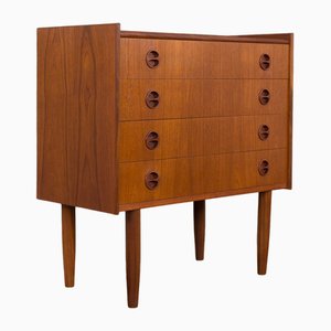 Danish Teak 4 Drawers Dresser with Hidden Vanity, 1960s