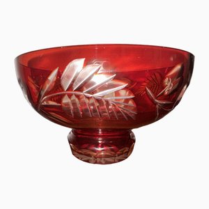 Vintage Bowl Ruby with Enveloped Flowers and Leaves of Badash Crystal