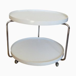 White Round Trolley Side Table from WW International, 1967