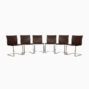 Chaises en Cuir Marron Foncé de Gruber & Schlager, Set de 6