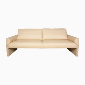 Cream Leather 3-Seater Sofa from FSM