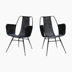 Fauteuils d'Extérieur en Plastique Tissé attribués à Gastone Rinaldi, Italie, 1970, Set de 2