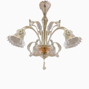 Lámpara de araña grande de cristal de Murano