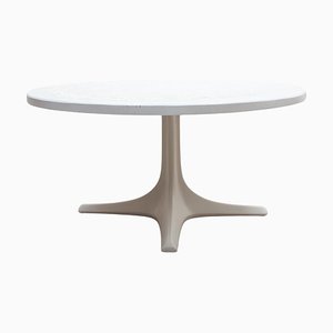 Table de Salle à Manger Ajustable avec Plateau Blanc attribuée à Ilse Möbel, Allemagne, 1968