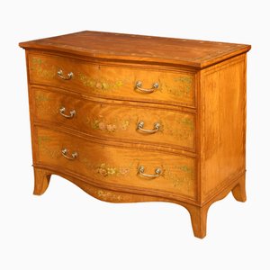 Painted Satinwood Serpentine Chest of Drawers, 1890s