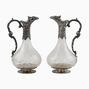 19th Century Louis XV Wine Glass Jugs in Silver, 1890s, Set of 2