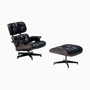 Lounge Chair with Ottoman by Charles and Ray Eames for Herman Miller, USA, 1957, Set of 2