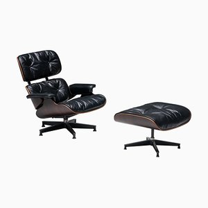 Poltrone con poggiapiedi di Charles & Ray Eames per Herman Miller, USA, 1957, set di 2