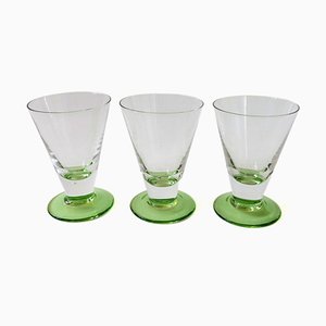 Vintage Shot Glasses with Green Feet from Gullaskruf, Set of 3