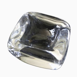 Small Square Crystal Bowl by Vicke Lindstrand for Orrefors, 1970s