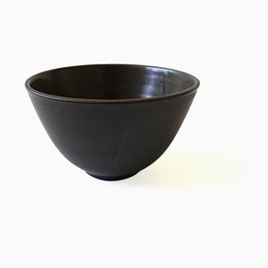 Mid-Century Handmade Brown Ceramic Bowl from Wallåkra, Sweden