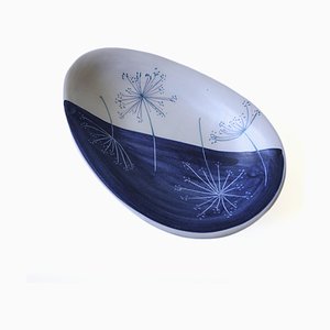 Handmade Blue and White Dish from Höganäs, Sweden
