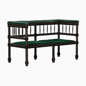 19th Century English Ebonised Oak Bobbin Bench, 1870s