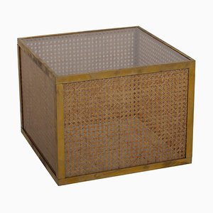Acrylic and Rattan Cube Table by Christian Dior, 1970s