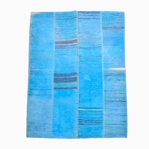 Alfombra Kilim vintage de tejido plano en azul claro, años 60