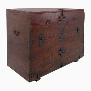 Asian Wooden Chest with Decorative Fittings