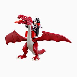 Caballero de Playmobil y dragón rojo original grande de plástico, años 90