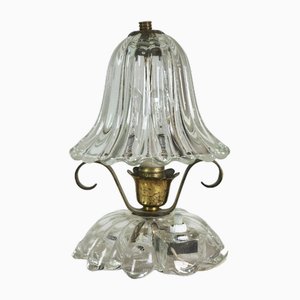 Lampada da tavolo in ottone di Murano e vetro di Barovier & Toso, anni '40