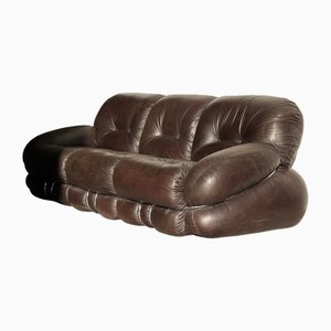 Okay Leather Sofa by Adriano Piazzesi for 3D company, 1970s