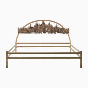 Brass Double Bed by Luciano Frigerio for Desio, 1970s