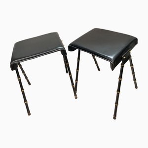 Ottomans in Leather by Jacques Adnet, 1950s
