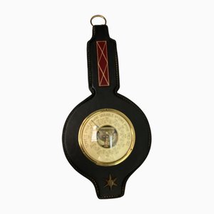 Leather Wall Barometer by Jacques Adnet, 1950s